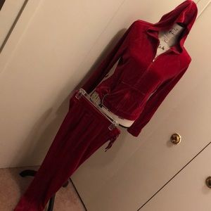 Express red jogging suit.